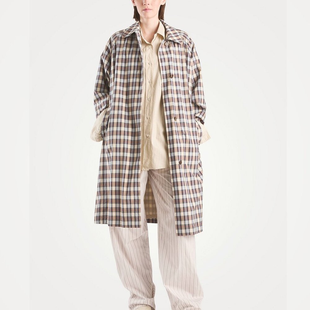 THE ROW Tavishina Silk Cotton Coat In Plaid Print